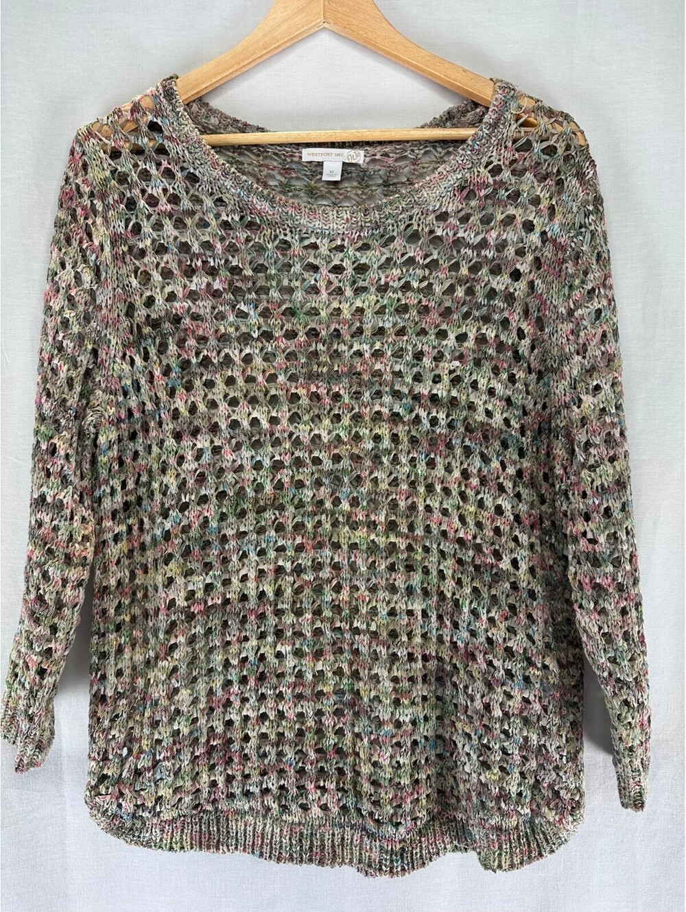 Westport 1962 XL Multicolor Open-Knit Pullover Sweater